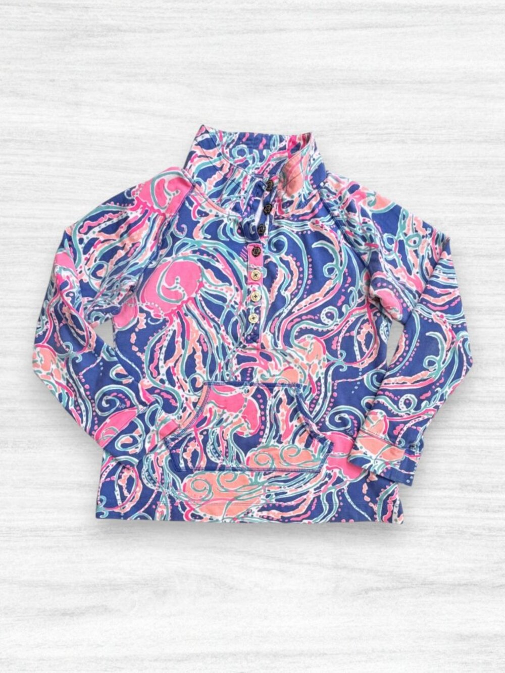 Lilly Pulitzer Captain Popover Sweatshirt Jellies Be Jammin Jellyfish Print L